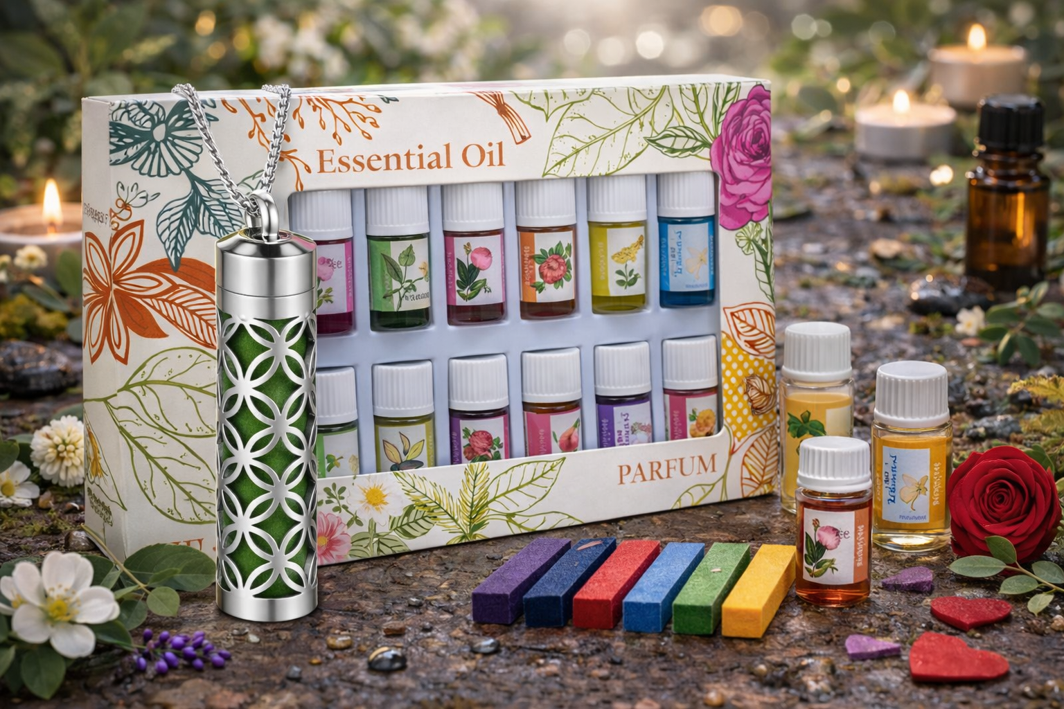 Collier Diffuseur Parfum 12H – 8 Couleurs Mood Changeant | Bijou Inox Élégant