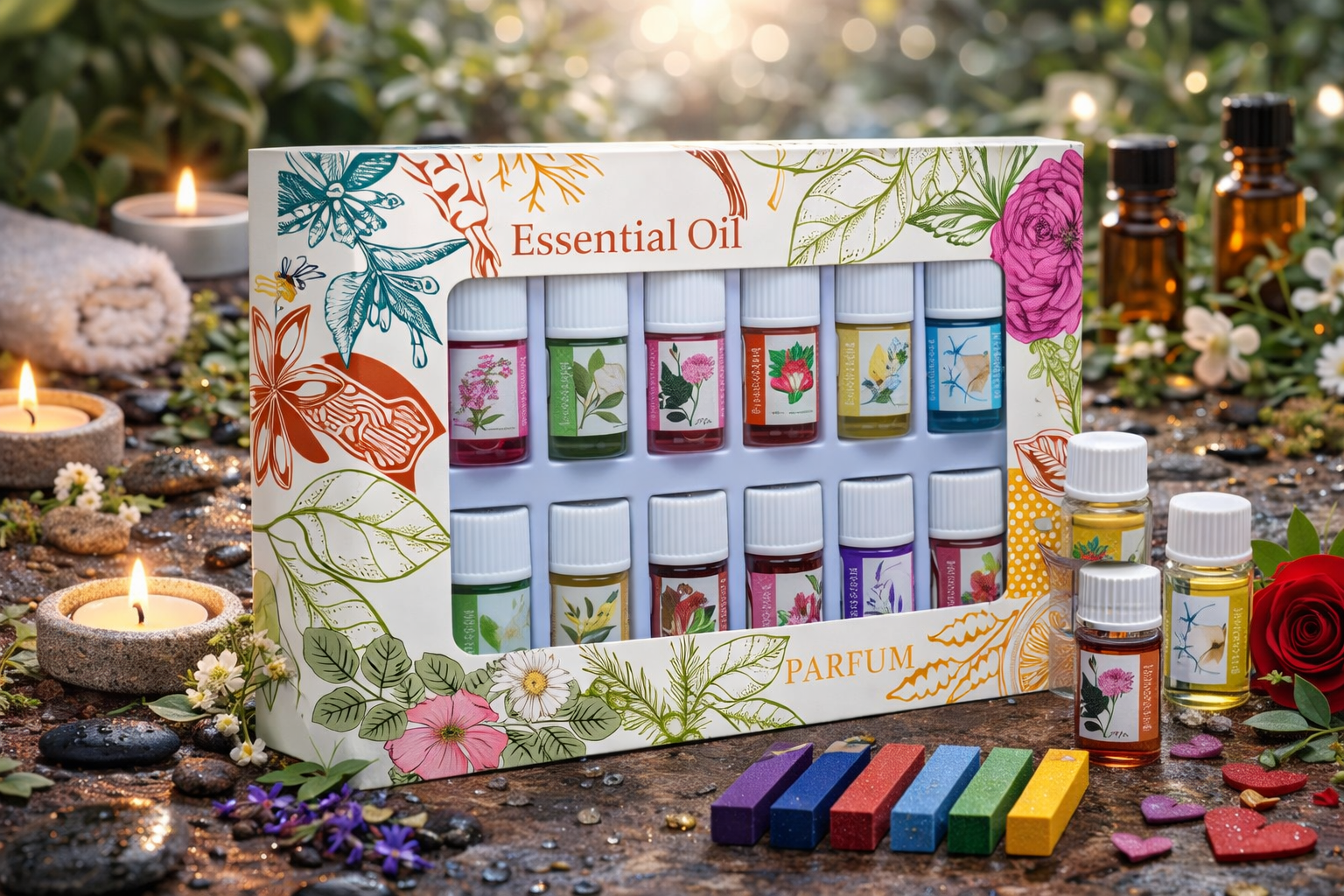 Coffret 12 Huiles Essentielles – Pour ton collier diffuseur