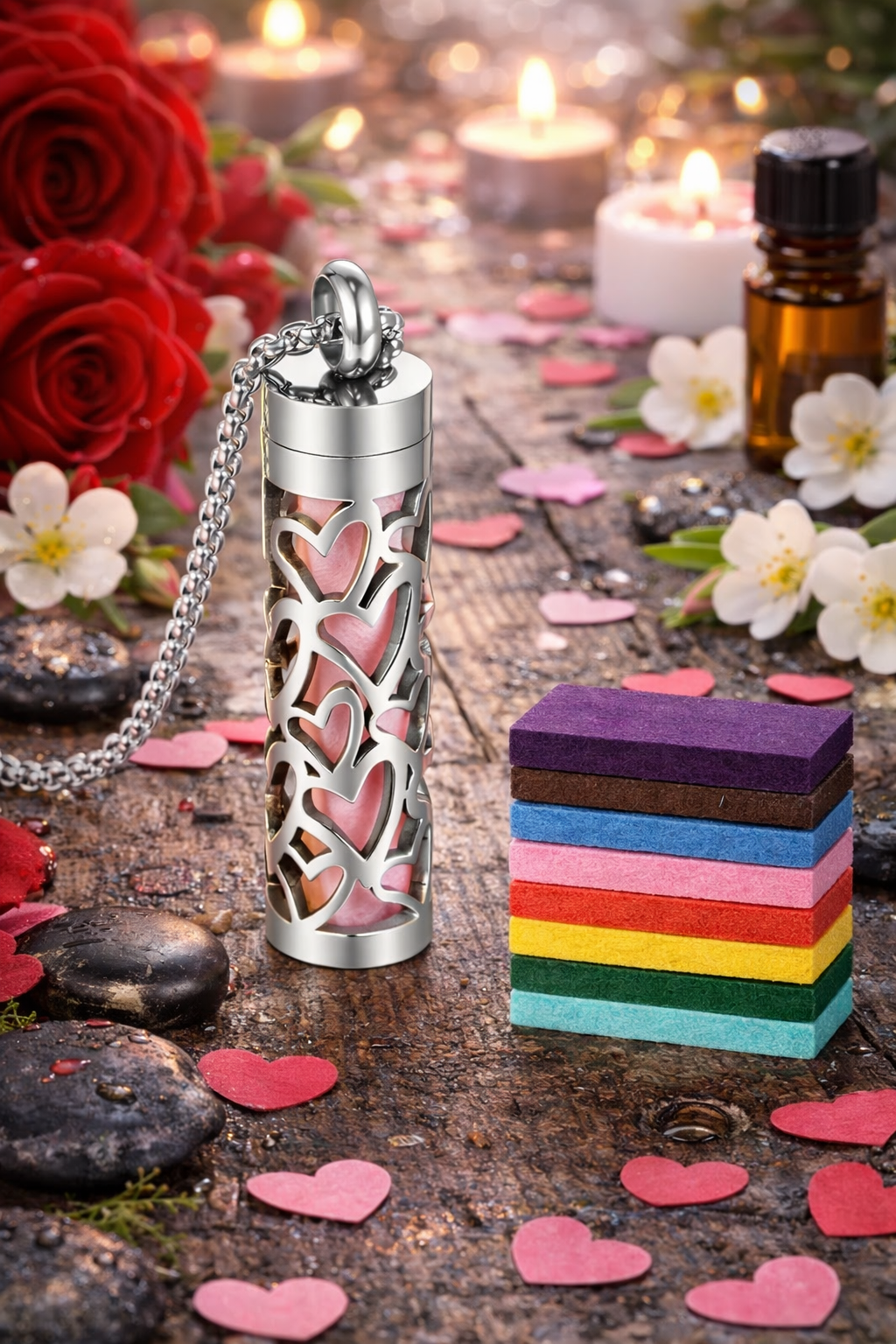 Collier Diffuseur Parfum 12H – 8 Couleurs Mood Changeant | Bijou Inox Élégant