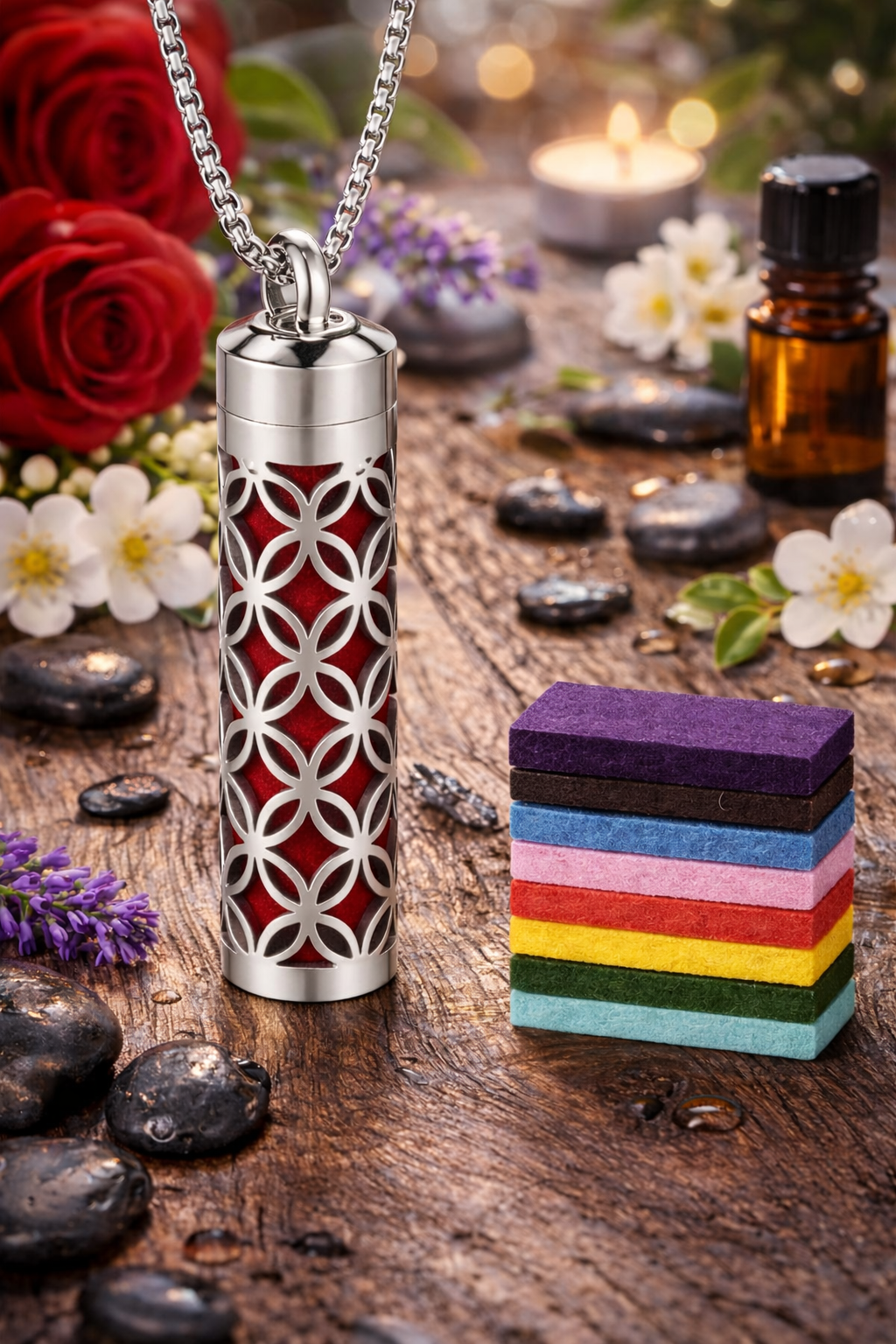 Collier Diffuseur Parfum 12H – 8 Couleurs Mood Changeant | Bijou Inox Élégant